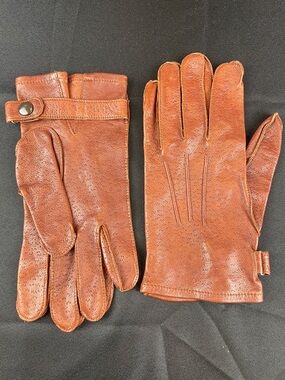 Gates deerskin Men's Classic Brown Leather Driving Gloves wool raccoon lined L